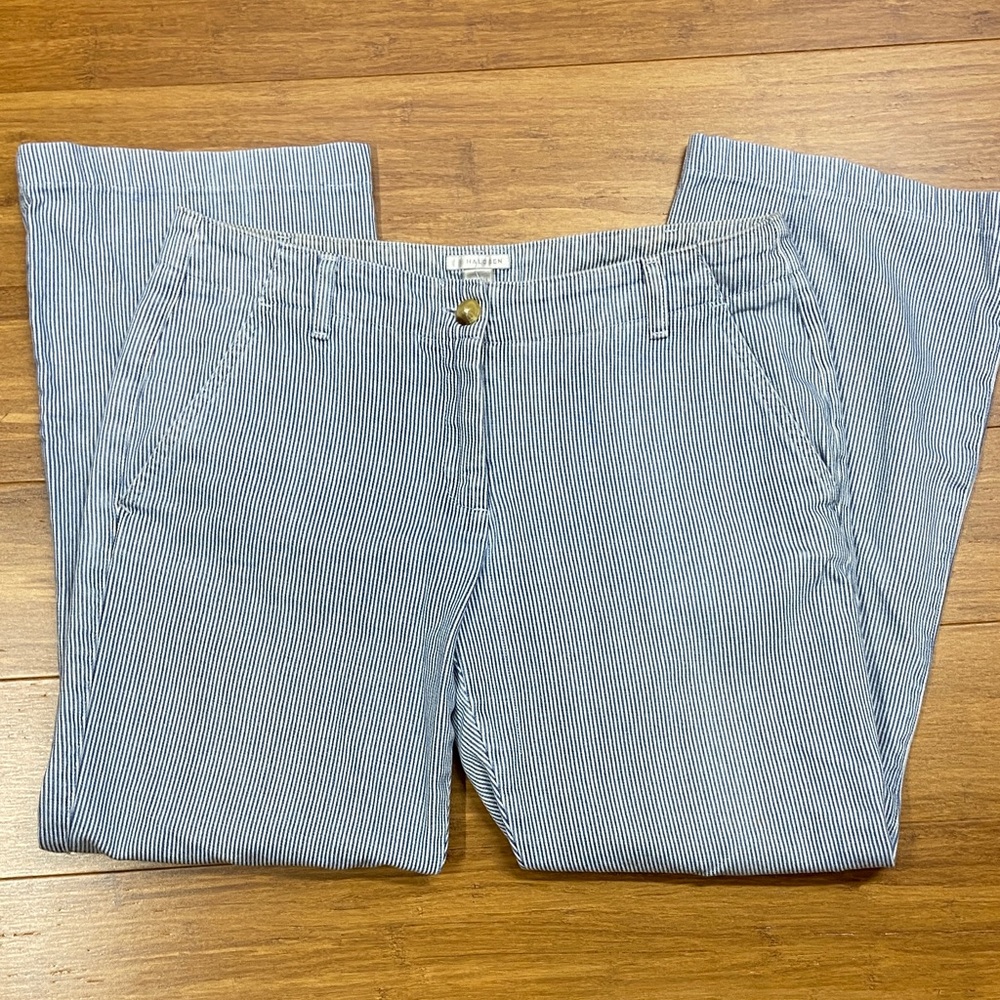Vintage Halogen 100% Cotton Light Blue Stripe Wide Leg Crop Jeans size 10
